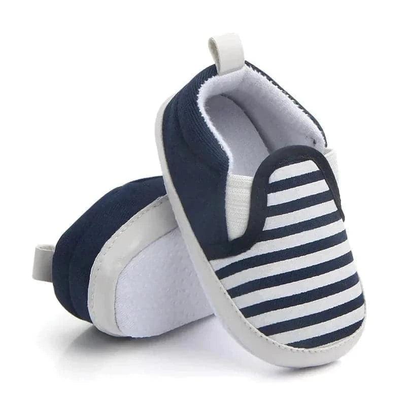 6 Months 1 Year Little babys Leisure Shoes Navy Stripe First Walkers Soft Sole - Angelodini