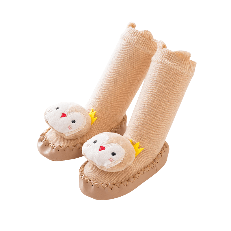 Thick Winter Baby Socks with Cartoon Animal Designs, Non-Slip Soles, Long Cuffs for Toddlers Learning to Walk. 😊 - Angelodini