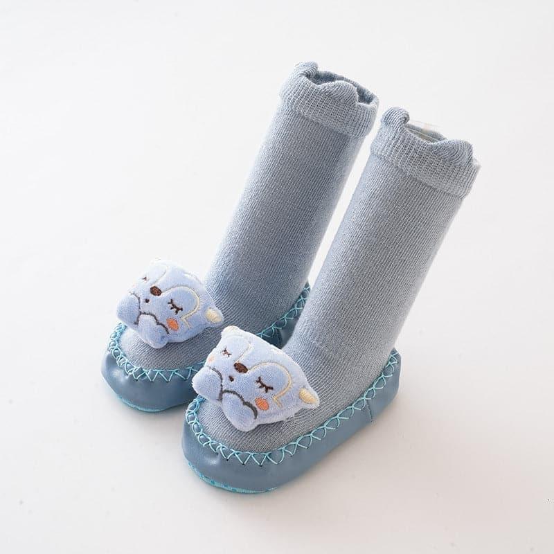 Thick Winter Baby Socks with Cartoon Animal Designs, Non-Slip Soles, Long Cuffs for Toddlers Learning to Walk. 😊 - Angelodini