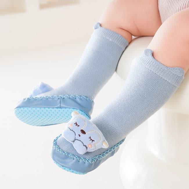 Thick Winter Baby Socks with Cartoon Animal Designs, Non-Slip Soles, Long Cuffs for Toddlers Learning to Walk. 😊 - Angelodini