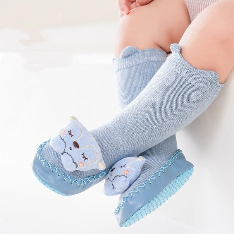 Thick Winter Baby Socks with Cartoon Animal Designs, Non-Slip Soles, Long Cuffs for Toddlers Learning to Walk. 😊 - Angelodini