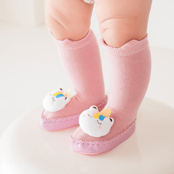 Thick Winter Baby Socks with Cartoon Animal Designs, Non-Slip Soles, Long Cuffs for Toddlers Learning to Walk. 😊 - Angelodini