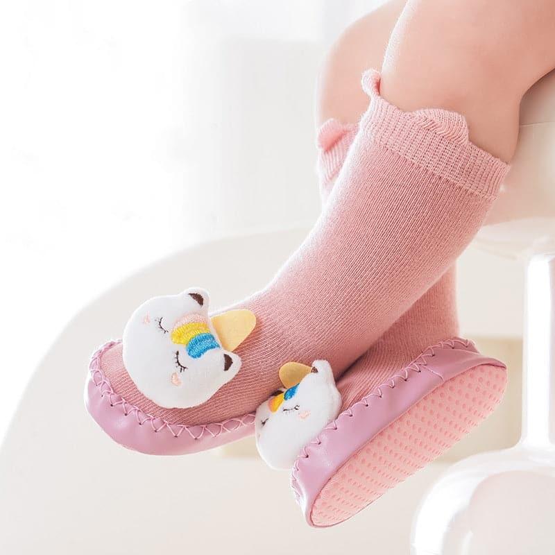 Thick Winter Baby Socks with Cartoon Animal Designs, Non-Slip Soles, Long Cuffs for Toddlers Learning to Walk. 😊 - Angelodini