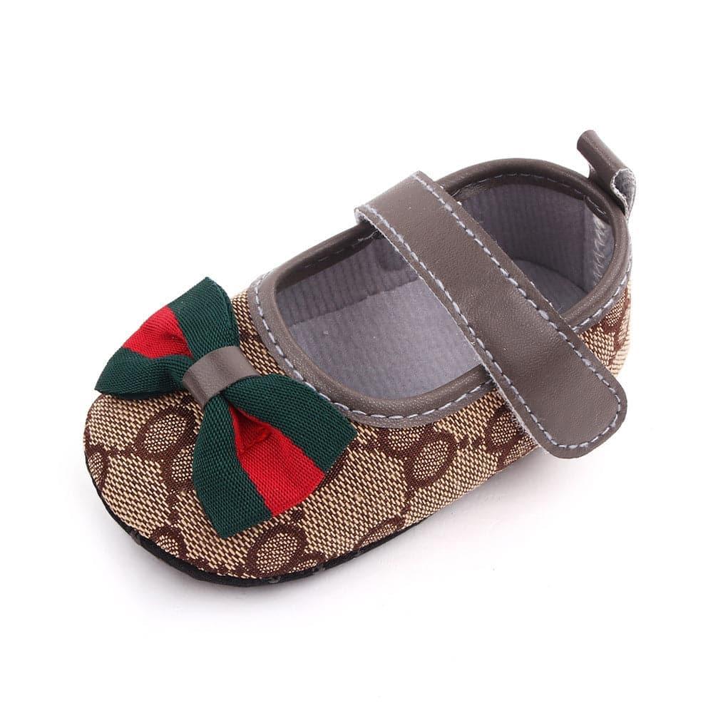 Bow Velcro Print Marry Jane Toddler Shoes - Angelodini