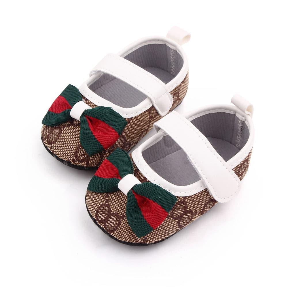 Bow Velcro Print Marry Jane Toddler Shoes - Angelodini