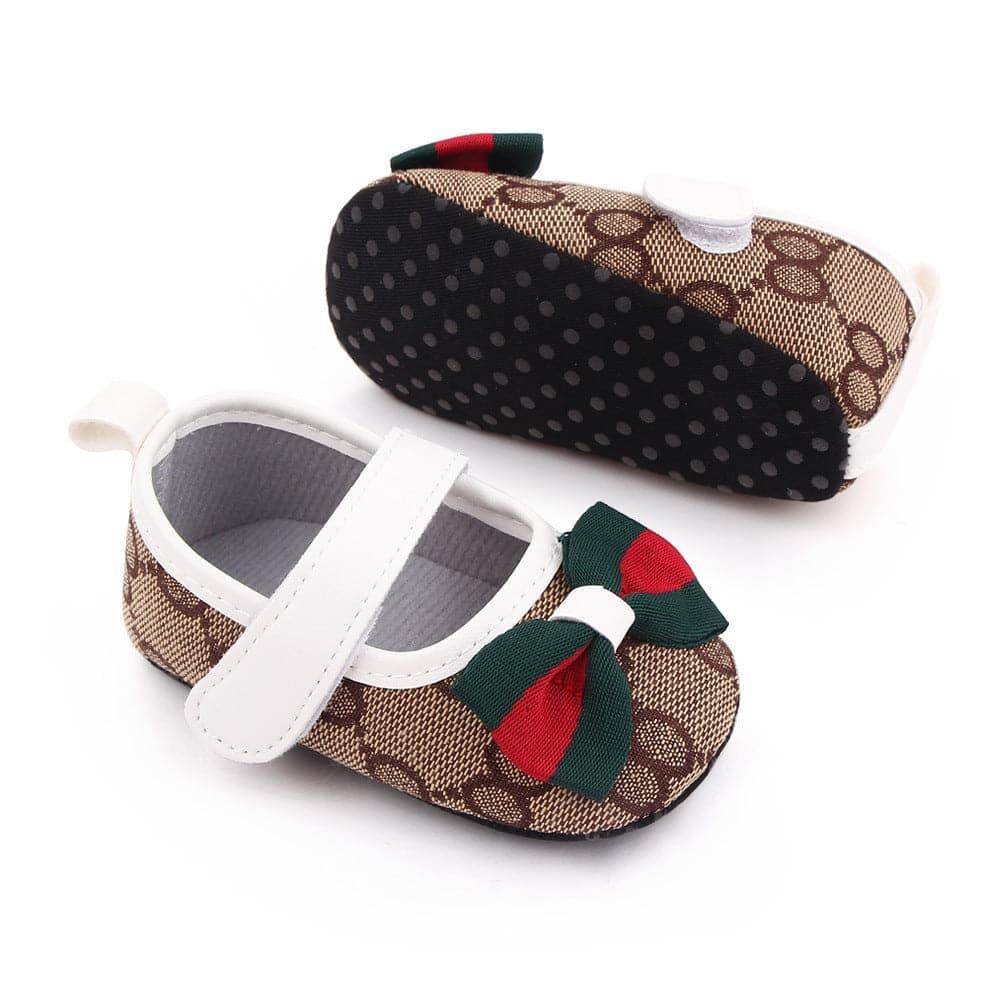 Bow Velcro Print Marry Jane Toddler Shoes - Angelodini