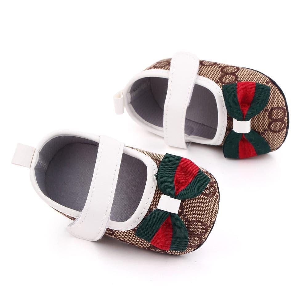 Bow Velcro Print Marry Jane Toddler Shoes - Angelodini