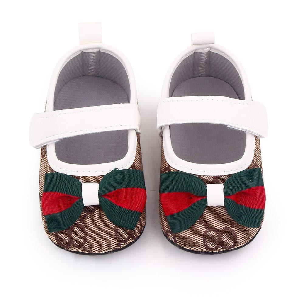 Bow Velcro Print Marry Jane Toddler Shoes - Angelodini