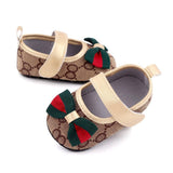 Bow Velcro Print Marry Jane Toddler Shoes - Angelodini