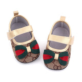 Bow Velcro Print Marry Jane Toddler Shoes - Angelodini