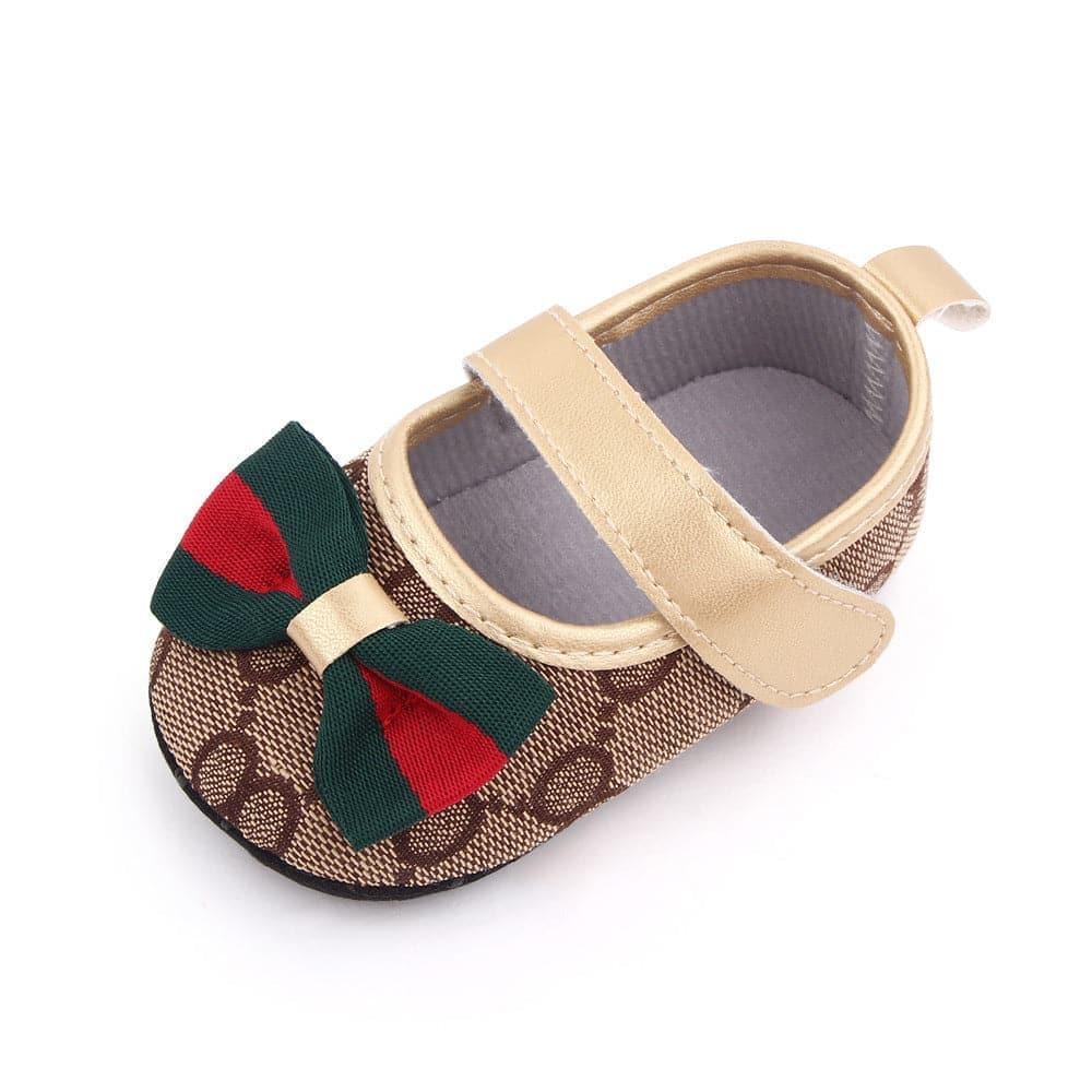 Bow Velcro Print Marry Jane Toddler Shoes - Angelodini