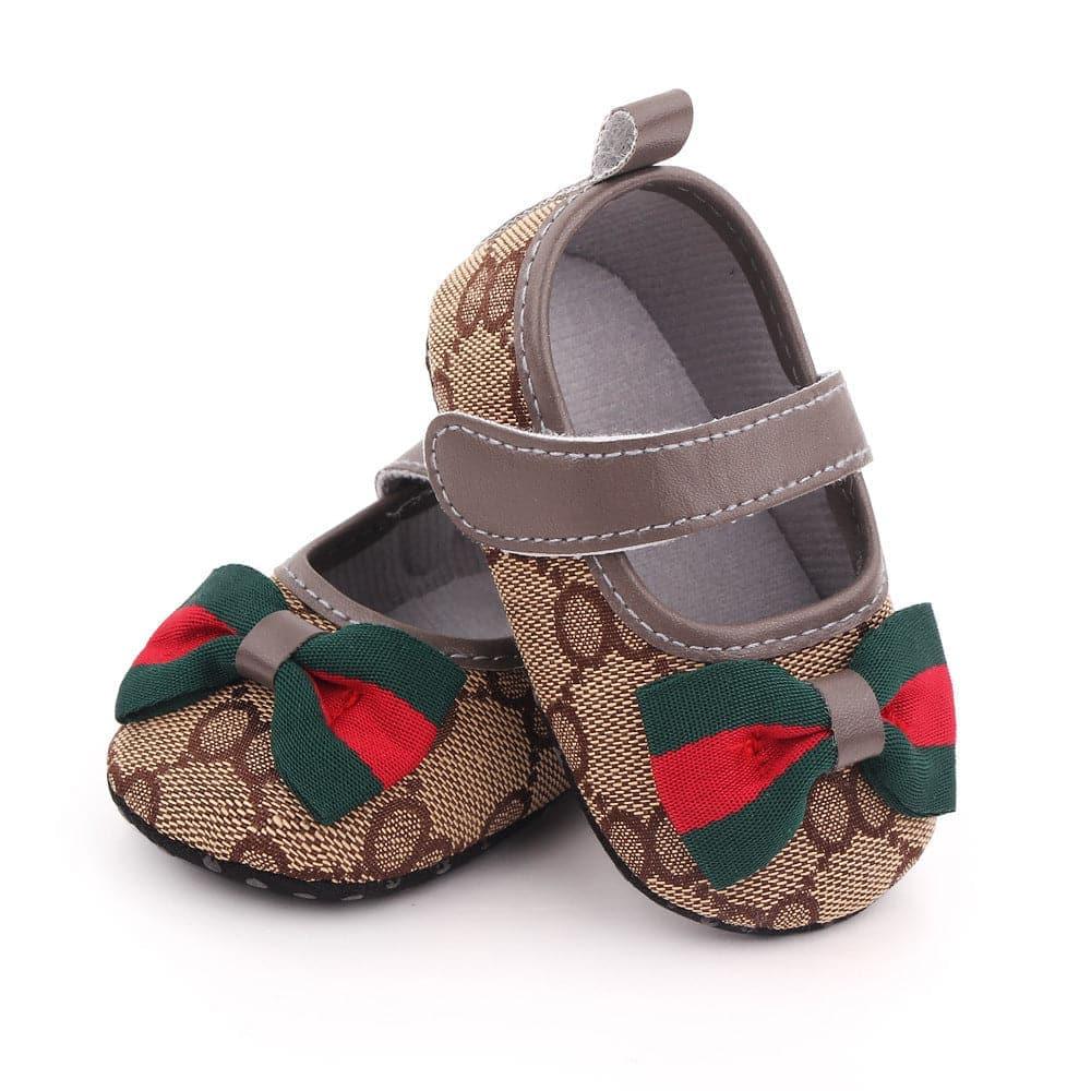 Bow Velcro Print Marry Jane Toddler Shoes - Angelodini