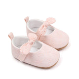 Bow Velcro Solid Hollow Flower Marry Jane Toddler Shoes - Angelodini