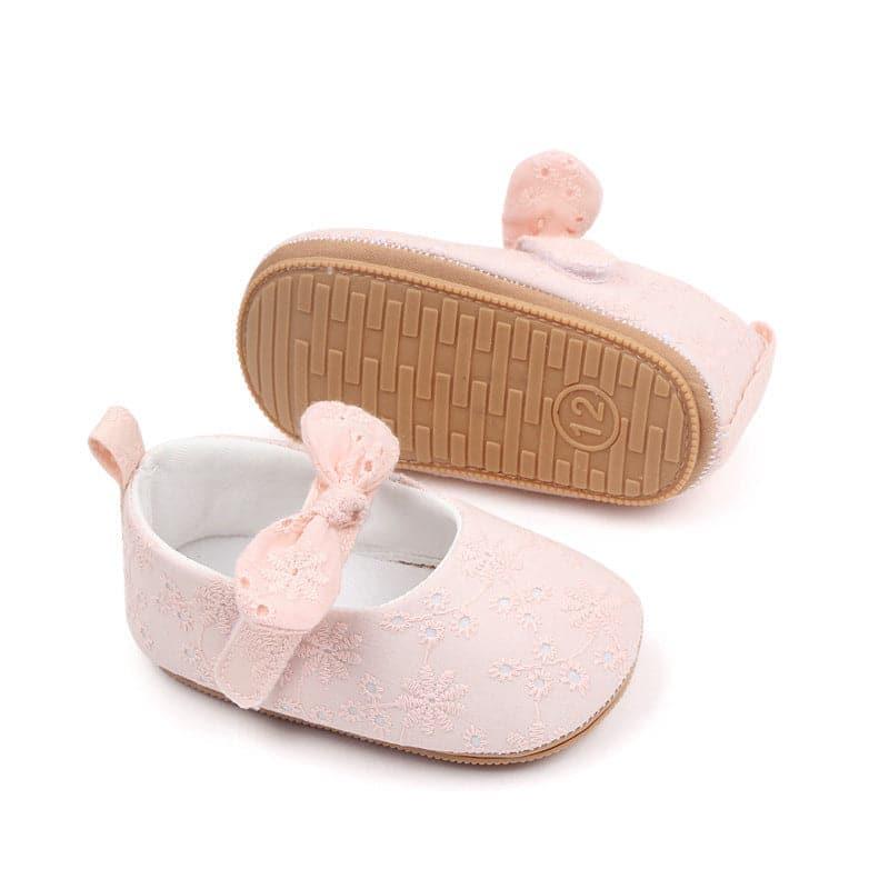 Bow Velcro Solid Hollow Flower Marry Jane Toddler Shoes - Angelodini