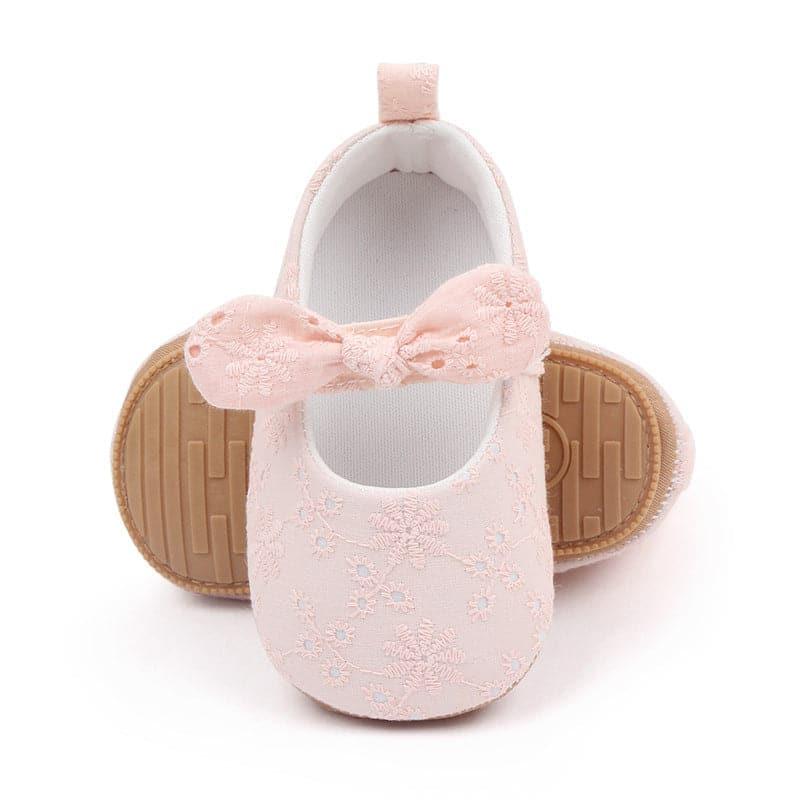 Bow Velcro Solid Hollow Flower Marry Jane Toddler Shoes - Angelodini