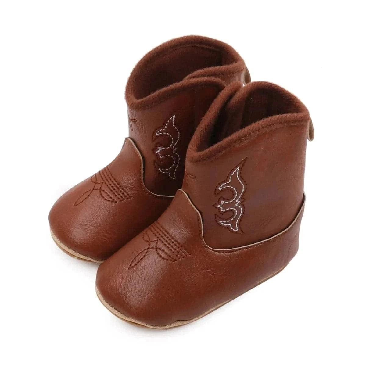 Cow boy Baby Boots Soft Bottom Non-slip Leather Toddler Shoes - Angelodini