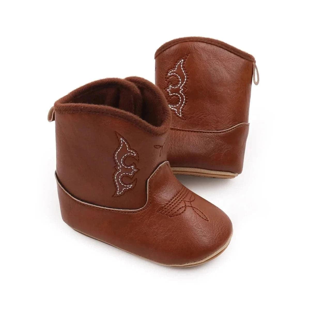 Cow boy Baby Boots Soft Bottom Non-slip Leather Toddler Shoes - Angelodini