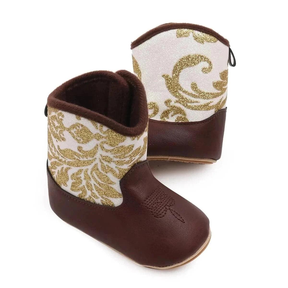 Cow boy Baby Boots Soft Bottom Non-slip Leather Toddler Shoes - Angelodini