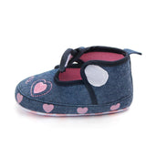 Denim Non-slip Baby Toddler Shoes with Baby Hearts - Angelodini