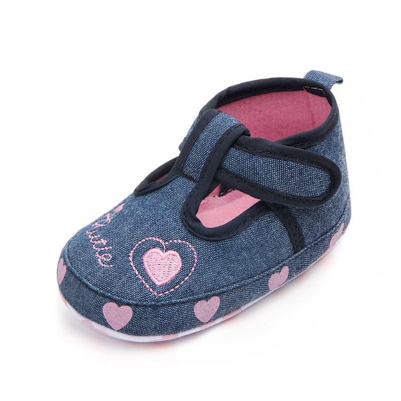 Denim Non-slip Baby Toddler Shoes with Baby Hearts - Angelodini