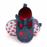 Denim Non-slip Baby Toddler Shoes with Baby Hearts - Angelodini