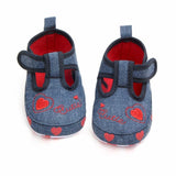 Denim Non-slip Baby Toddler Shoes with Baby Hearts - Angelodini