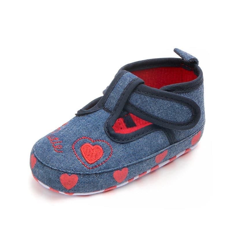 Denim Non-slip Baby Toddler Shoes with Baby Hearts - Angelodini