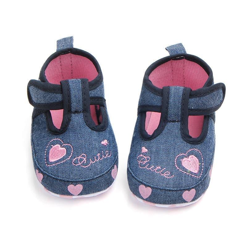 Denim Non-slip Baby Toddler Shoes with Baby Hearts - Angelodini