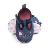 Denim Non-slip Baby Toddler Shoes with Baby Hearts - Angelodini