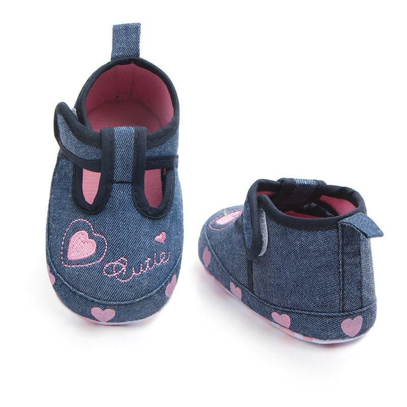 Denim Non-slip Baby Toddler Shoes with Baby Hearts - Angelodini