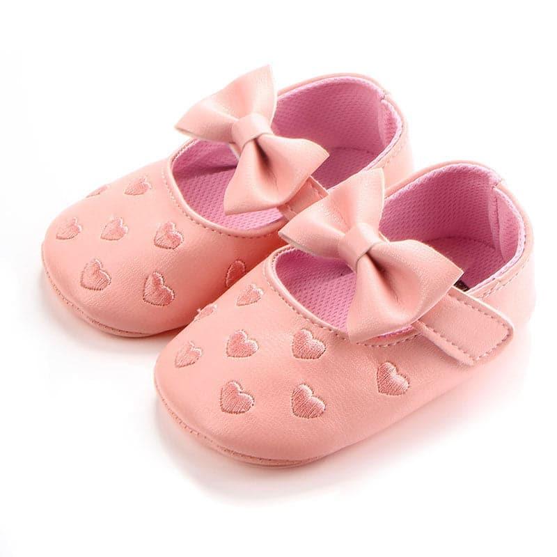 Embroidered Love Heart & Bow Tie Mary Jane Toddler Shoes - Angelodini