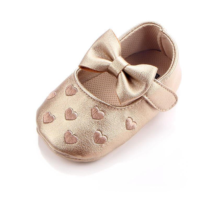 Embroidered Love Heart & Bow Tie Mary Jane Toddler Shoes - Angelodini