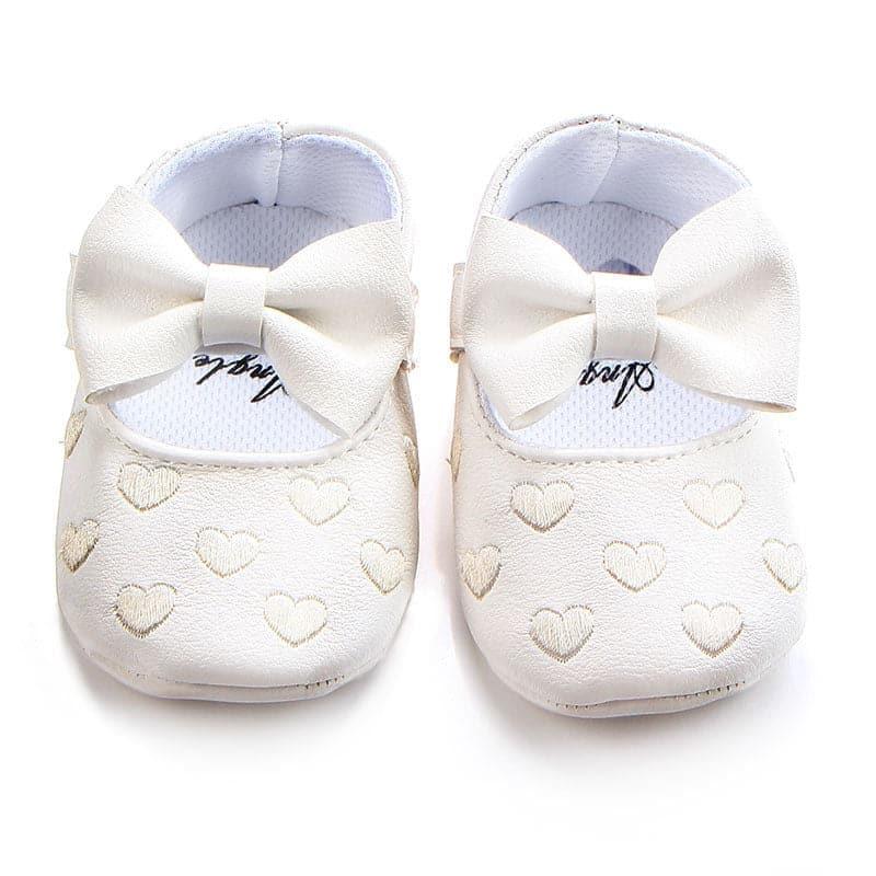 Embroidered Love Heart & Bow Tie Mary Jane Toddler Shoes - Angelodini