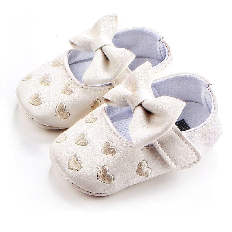 Embroidered Love Heart & Bow Tie Mary Jane Toddler Shoes - Angelodini